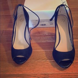 Ann Taylor Bailey Suede Peep Toe Wedge